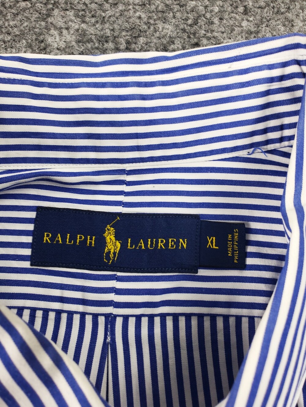 Ralph Lauren Striped Poplin Shirt XL Blue Button Down Preppy Business Casual - Picture 4 of 9